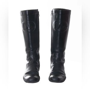 Vintage Dior Black Leather Moto Boots